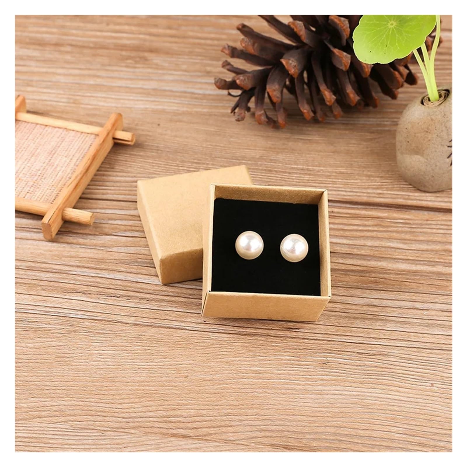 50 pezzi fai da te scatole for imballaggio regalo in cartone Kraft marrone carta nera piccola scatola di sapone mini gioielli anello orecchini organizzatore per Gioielli(Black)