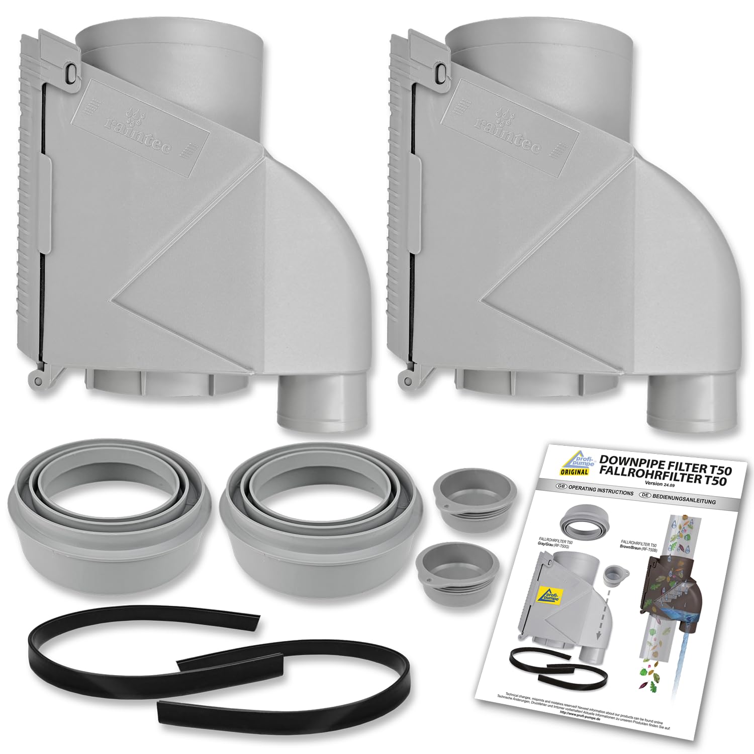 Filtro de agua de lluvia para depósito de lluvia, barril de lluvia y otros tanques de agua de lluvia, cisternas y tanques de tierra, alta eficiencia y mejor efecto de filtrado, juego de 2 unidades en