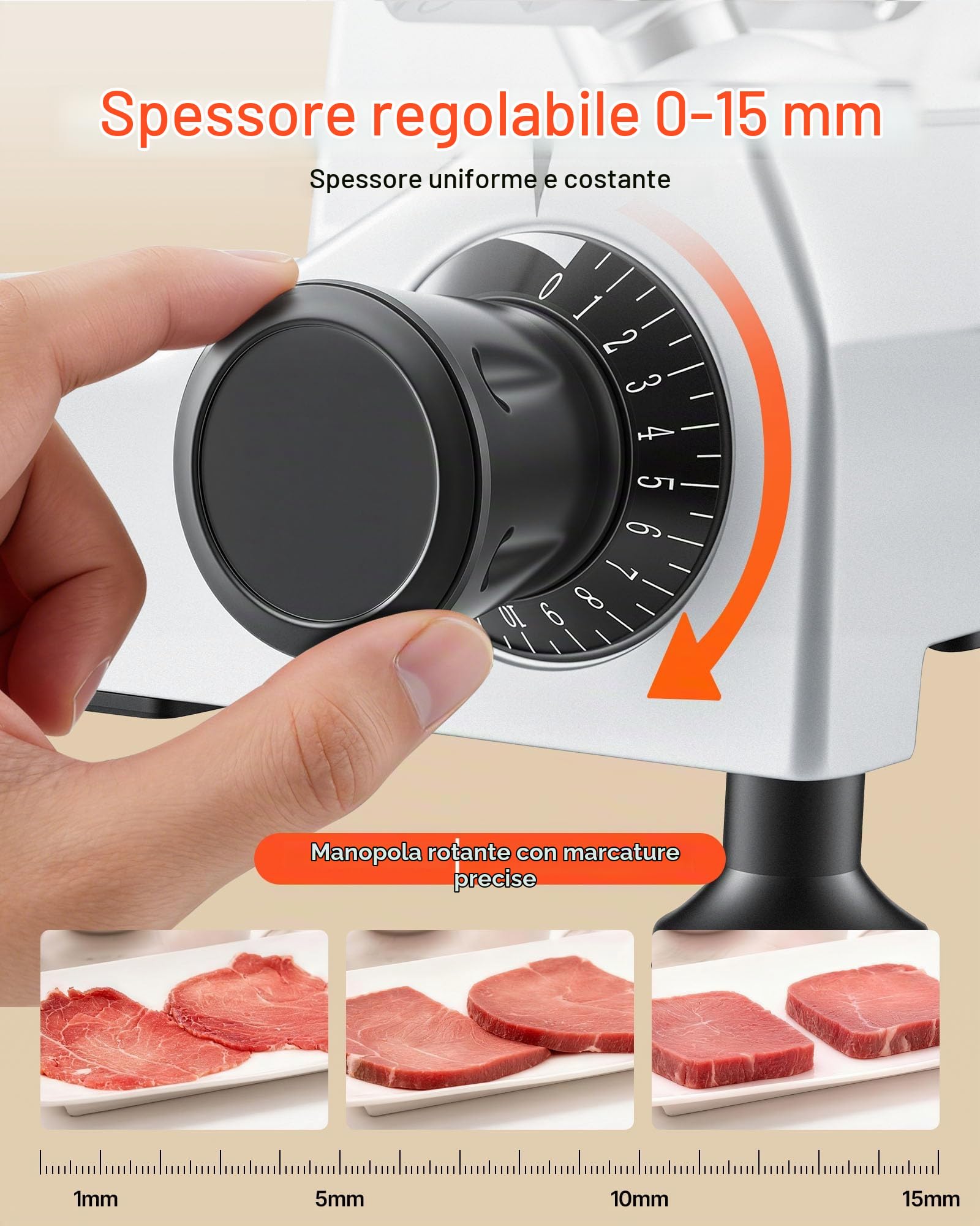 VEVOR Affettatrice Elettrica Multiuso, Macchina Affettatrice per Carne Congelata 400W Lame in Acciaio al Carbonio Rimovibile da 30 cm con Vassoio di Raccolta, Spessore di Taglio Regolabile da 0-15 mm