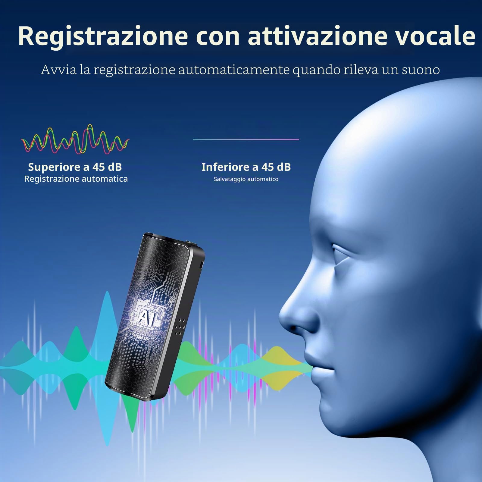 Registratore Vocale Professionale con 30 giorni di lavoro continuo, Mini registratore magnetico ad attivazione vocale dispositivi di registrazione, suoni registratore audio Registratore Vocale