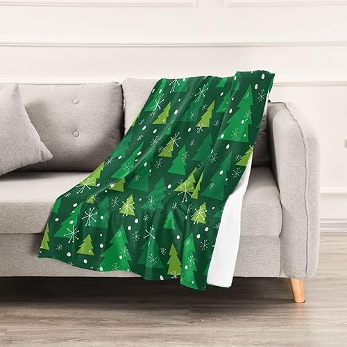 Miniatura 5 de KLL Winter Christmas Tree Green Flannel Fleece Blanket Winter Flannel Blanket Cozy Flannel Throws 60"x90" for Sofa, Car, Travel