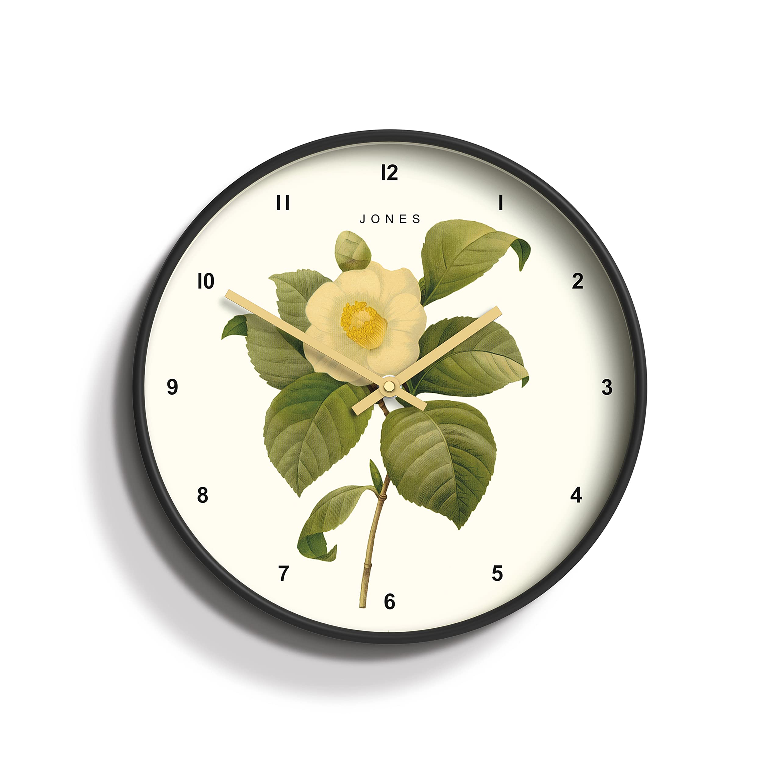 Jones Clocks® Floral Round Wall Clock - Modern Clock - Designer Wall Clock - Easy to Read Dial - Contemporary Design - 30cm (Dark Grey)