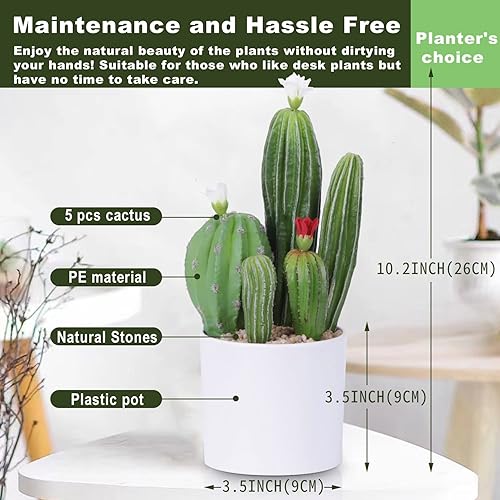 Miniatura 8 de Cactus artificial de flores artificiales, suculentas, planta suculenta falsa de 9.8 pulgadas para decoración de escritorio, hogar, oficina, 1 unidad