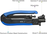 Vista 2 de Herramienta De Compresión RG6 Kit De Engarzadora De Cable Coaxial RG6 RG11 RG59 F81 Con 20PCS F Conectores De Compresión - BlueYellow