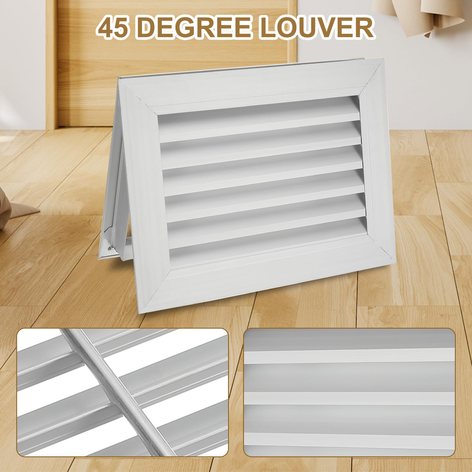 PATIKIL Door Air Vent Cover, 2 Pcs 12" x 8", Aluminum Grille Ventilation Cover Louvered for Cabinet Wardrobe Door Silver Tone - Image 3