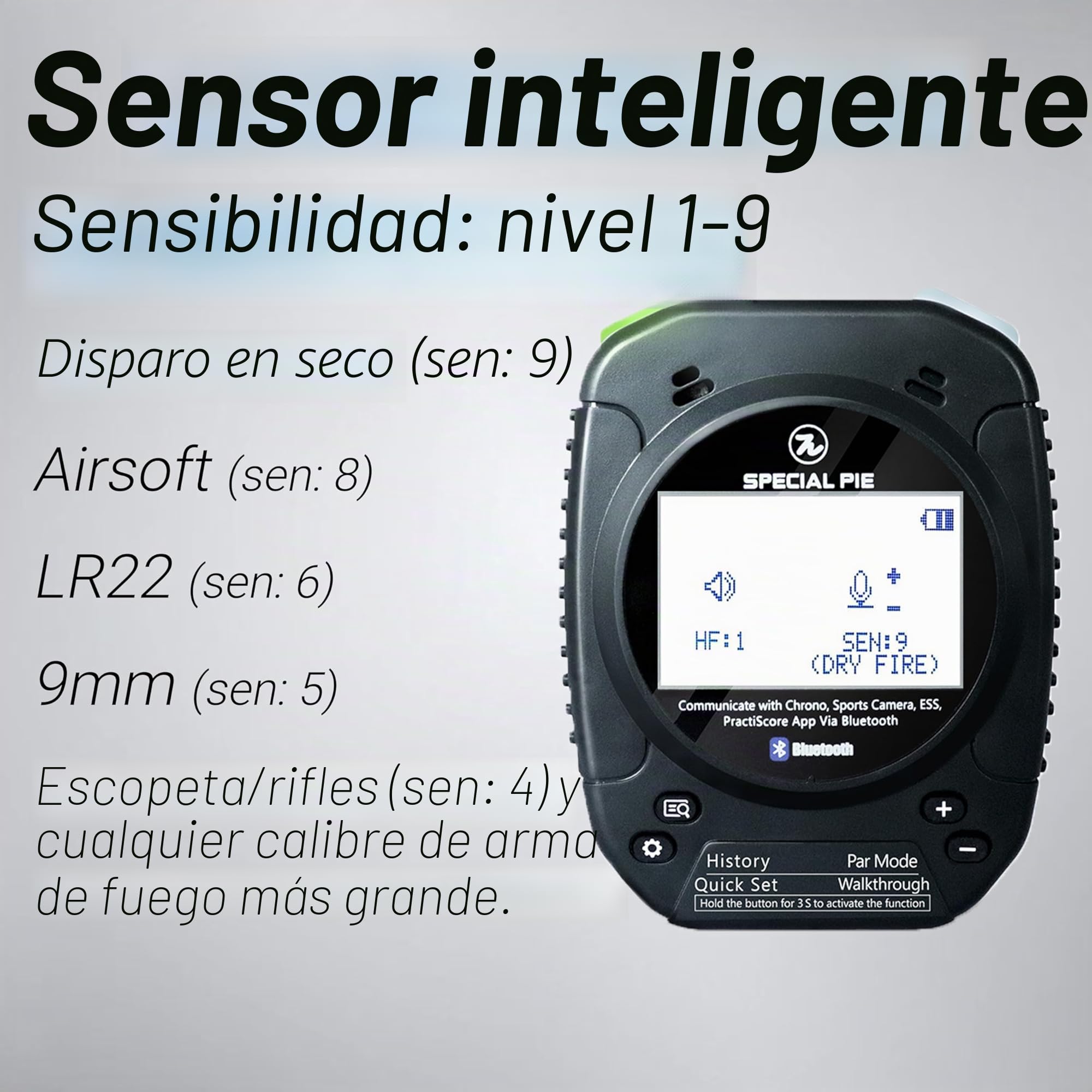 Shot Timer de Tiro – Shooting Timer para Entrenamiento y competición, Range Officer Timer Compatible con USPSA, IPSC, IDPA, Steel Challenge, PRS & CAS(Negro)