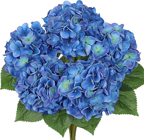 Miniatura 8 de Flores artificiales de hortensias azules, flores de seda grandes para decoración del hogar, ramos de flores de boda, flores sintéticas, centro de