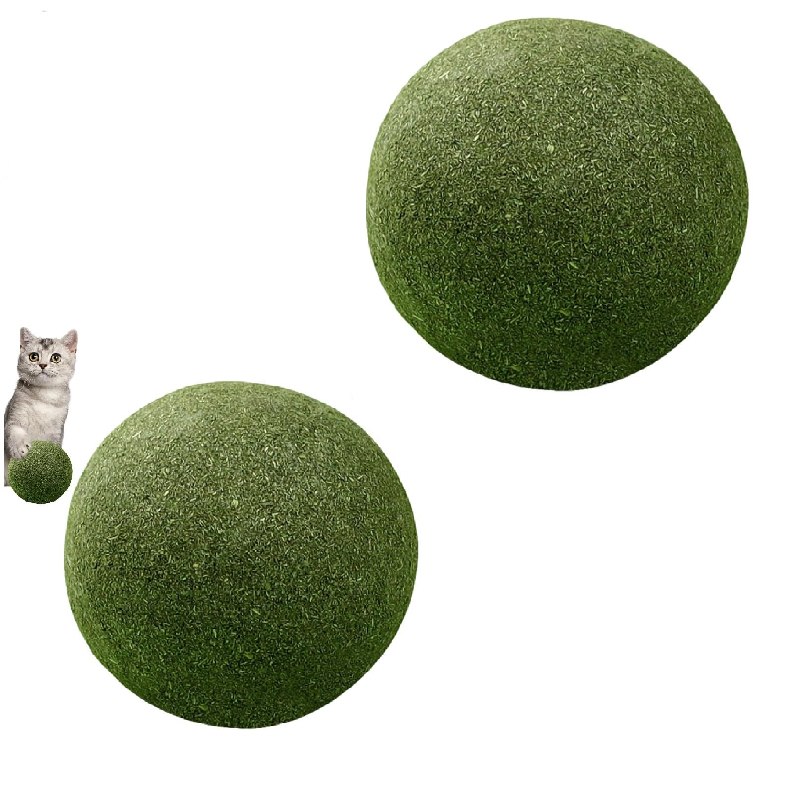 Huasean 2Pcs 2 10Cm Large Catnip Balls, Catnip Ball For Cat,Teeth Cleaning Den-Tal Edible Kitten Toy, Healing And Boredom-Relieving Cat Toys,Safe Healthy Kitten Toys