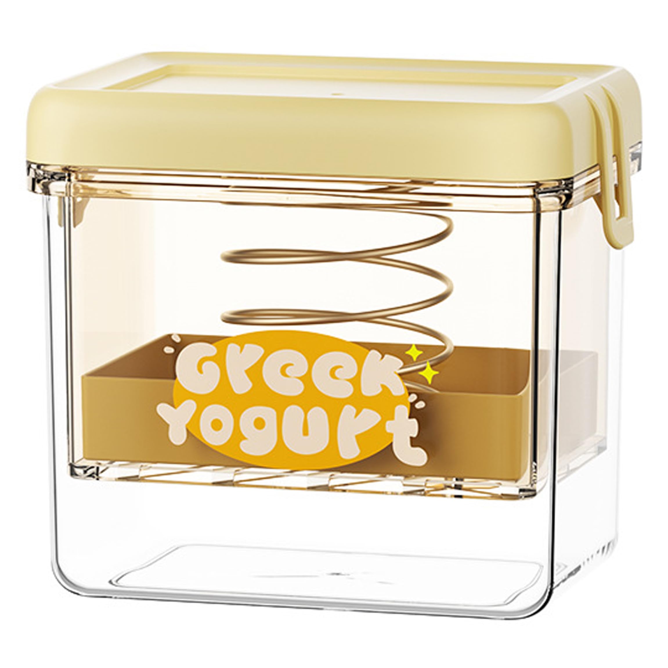 Neptuiby Greek Yogurt Strainer, Yogurt Makers with Spring Squeeze Mechanism Yellow Rectangular Whey Separator with Stainless Steel Filter for Homemade Thick, Cheese & Juice Home