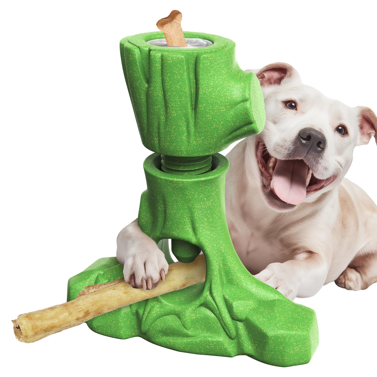 KADTC 3-in-1 Large Size Dog Bully Stick Holder & Root Tough Chew Toy & Fillable Lick Toy for Medium/Large Aggressive Chewers Breed Dogs