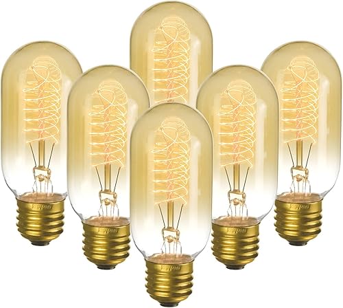 Miniatura 29 de Jslinter Paquete de 6 bombillas Edison de 60 vatios, regulables, A19, antiguas, vintage, antiguas, incandescentes, E26, ámbar blanco cálido