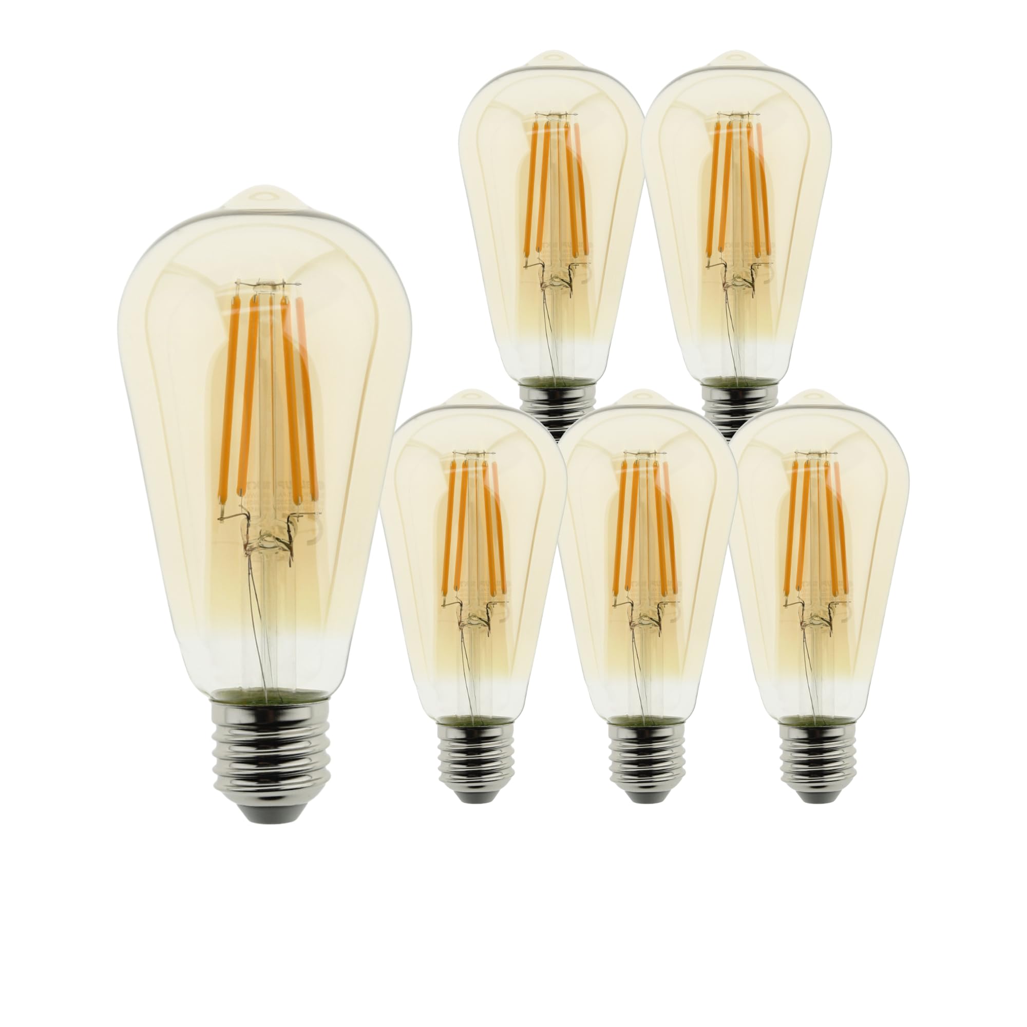 BLAUPUNKT E27 Birne ST64 Retro Vintage, 8 Watt, Bernstein 2300K - 6er Pack