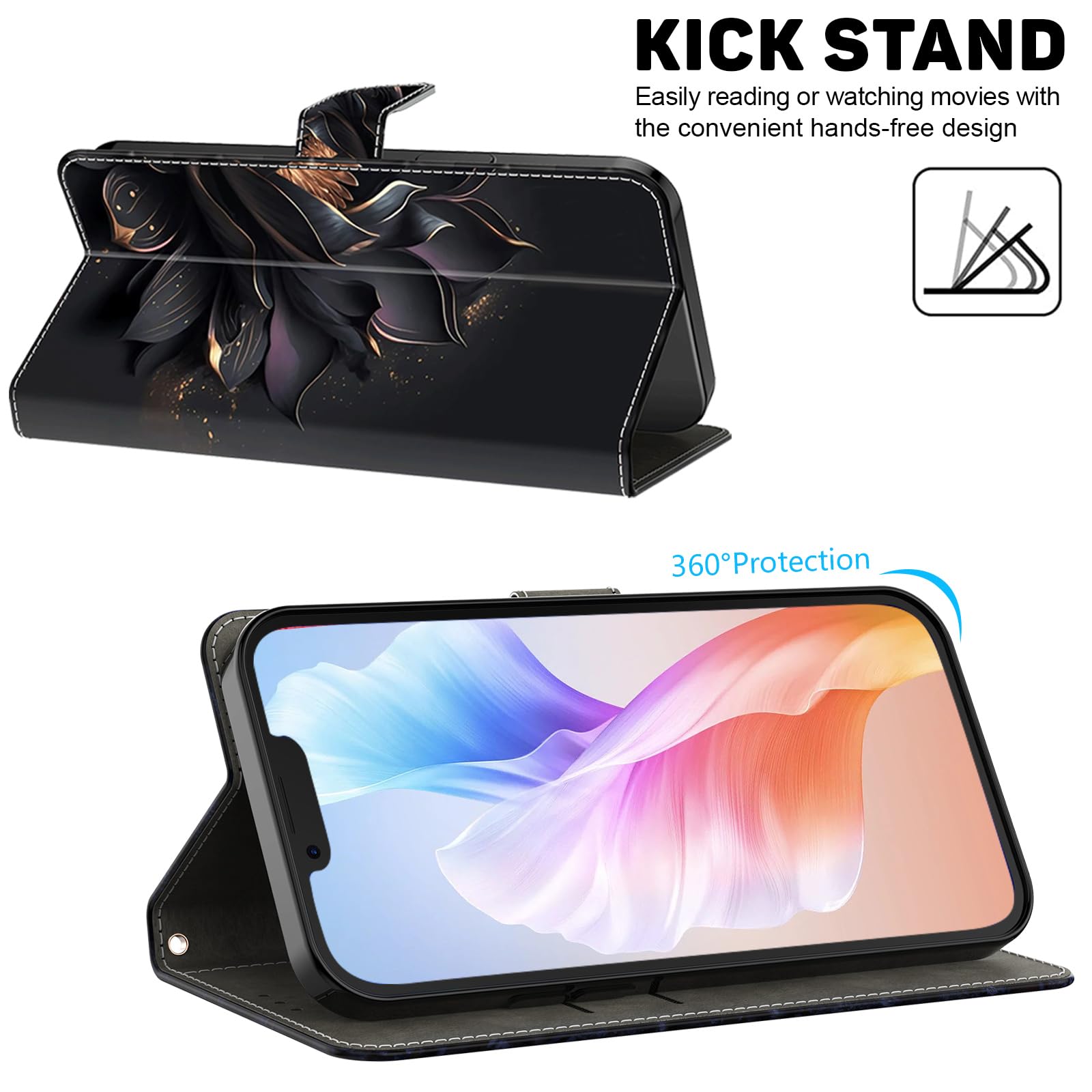 Handyhülle Für Xiaomi 13 Lite – Klappcase Mit Magnet, Kartenfächern & Ständerfunktion, Motiv 'Schwarzes Pferd'
