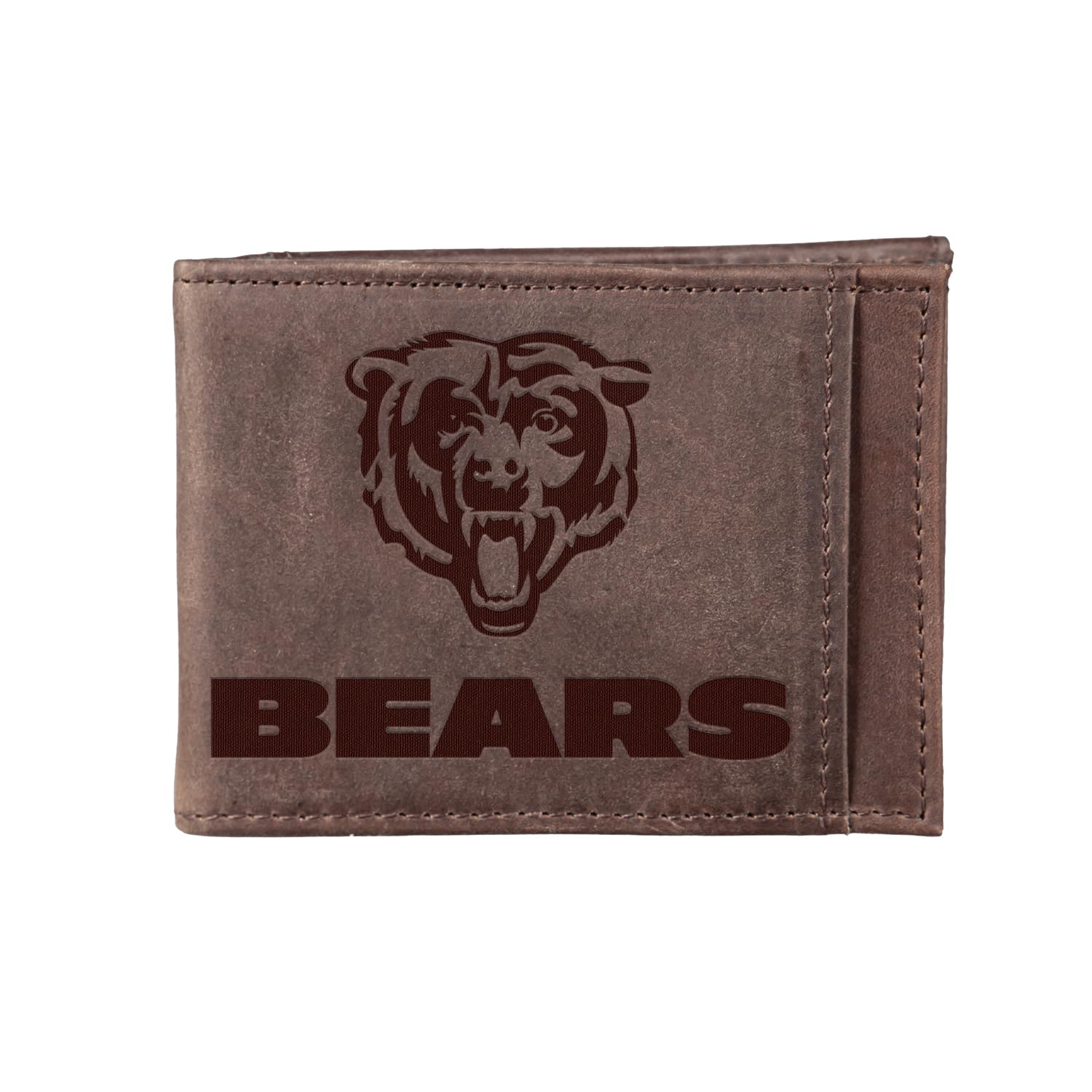 Team Sports America NFL Chicago Bears Front Pocket Slim Wallet for Men | Minimalist Leather RFID Blocking Bifold Card Holder with Money Clip |