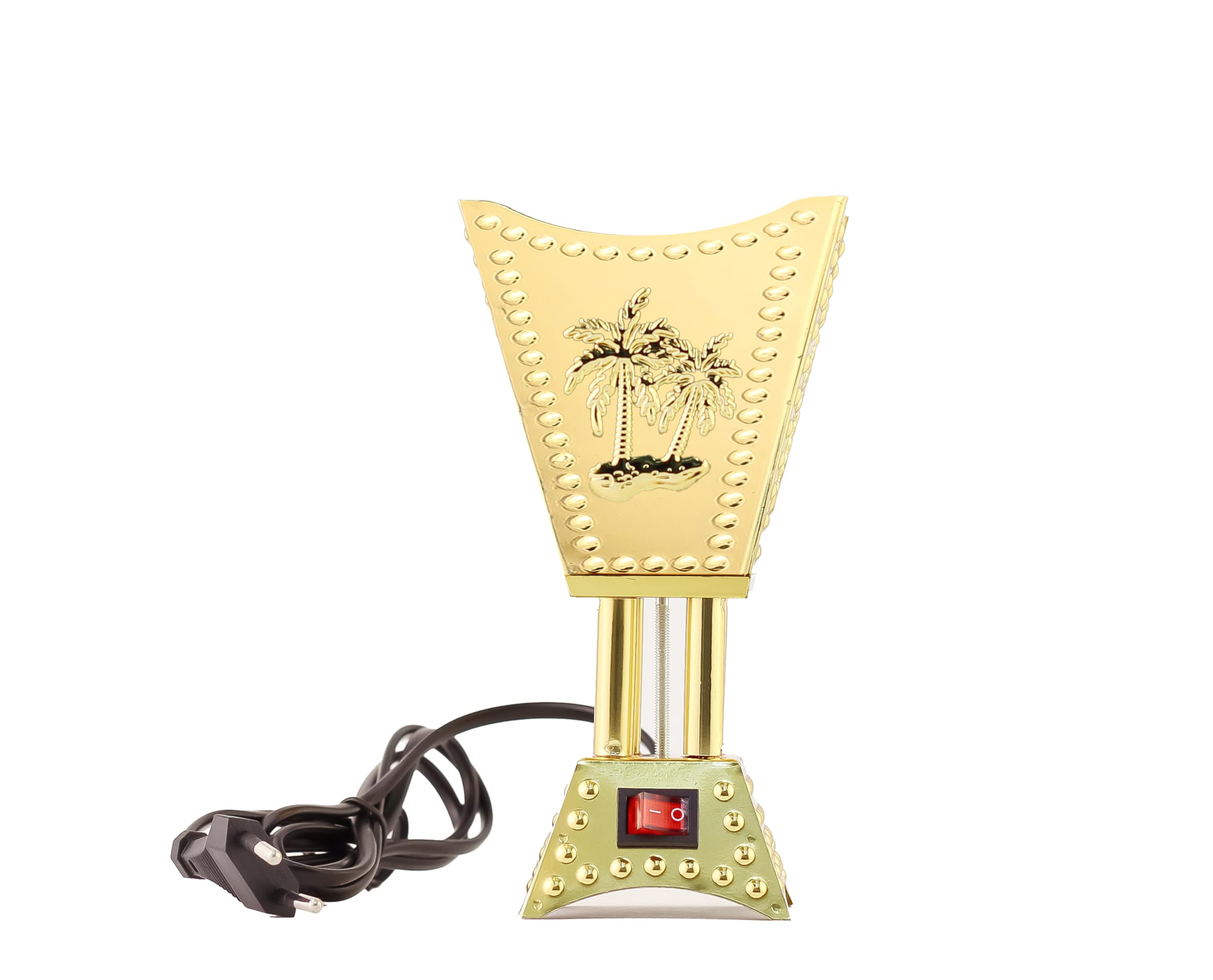 Arabian Electric Incense Burner Metal Vintage Arabic Burner - Electric Bakhoor Incense Holder Suitable for Arabian Oud, Home and Hotel Decor (Gold)