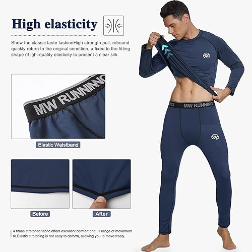 Miniatura 4 de mens Compression Base Layers Long Johns Winter Gear With Fleece Lined for Skiing