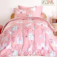 Vista 22 de SLEEP ZONE Juego de edredón de 5 piezas para niños, tamaño individual, súper lindo y suave, ropa de cama para niños en una bolsa, juego de 5 piezas