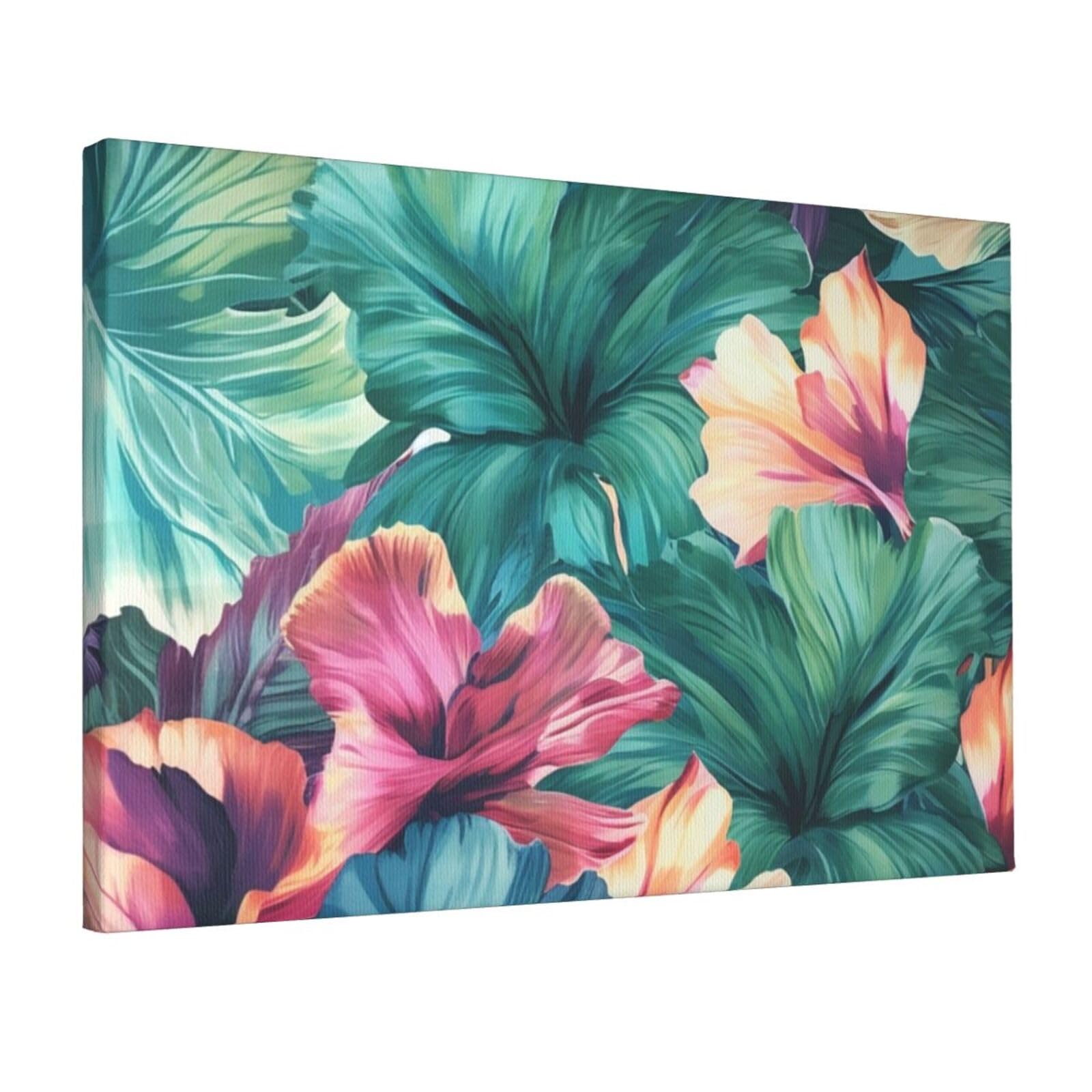 Canvas Wall Art for Living Room Wall Decor 12"x18" Modern Artwork Painting Pictures Hanging Canvas Prints Tropical floral Aesthetic Wall Art for Bedroom Bathroom Office Wallart Decor