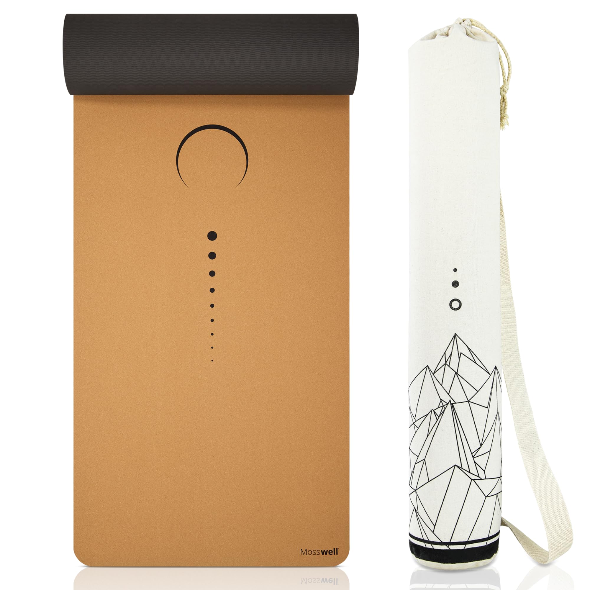 Mosswell Yogamatte aus Kork & TPE - 4mm rutschfest phthalatfrei - mit Design (Eclipse)