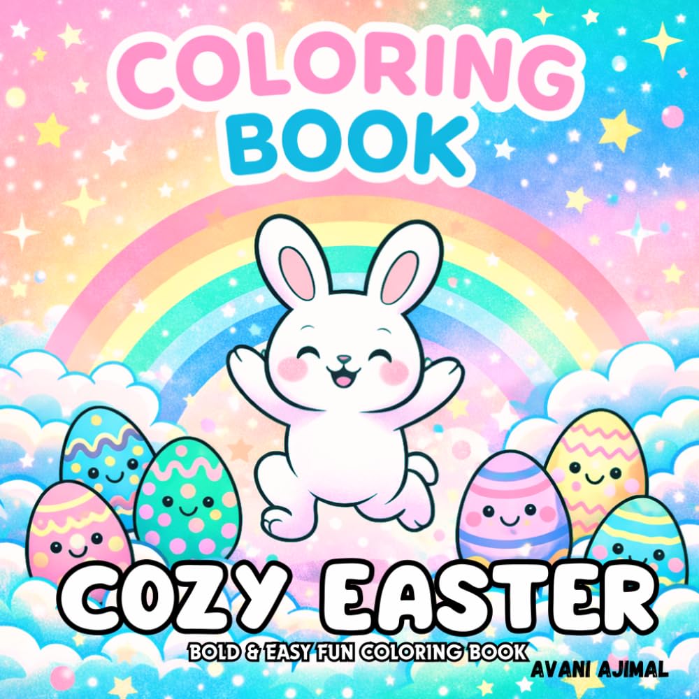 Cute Easter simple Bold and Easy designs Coloring Book for Kids and Adults