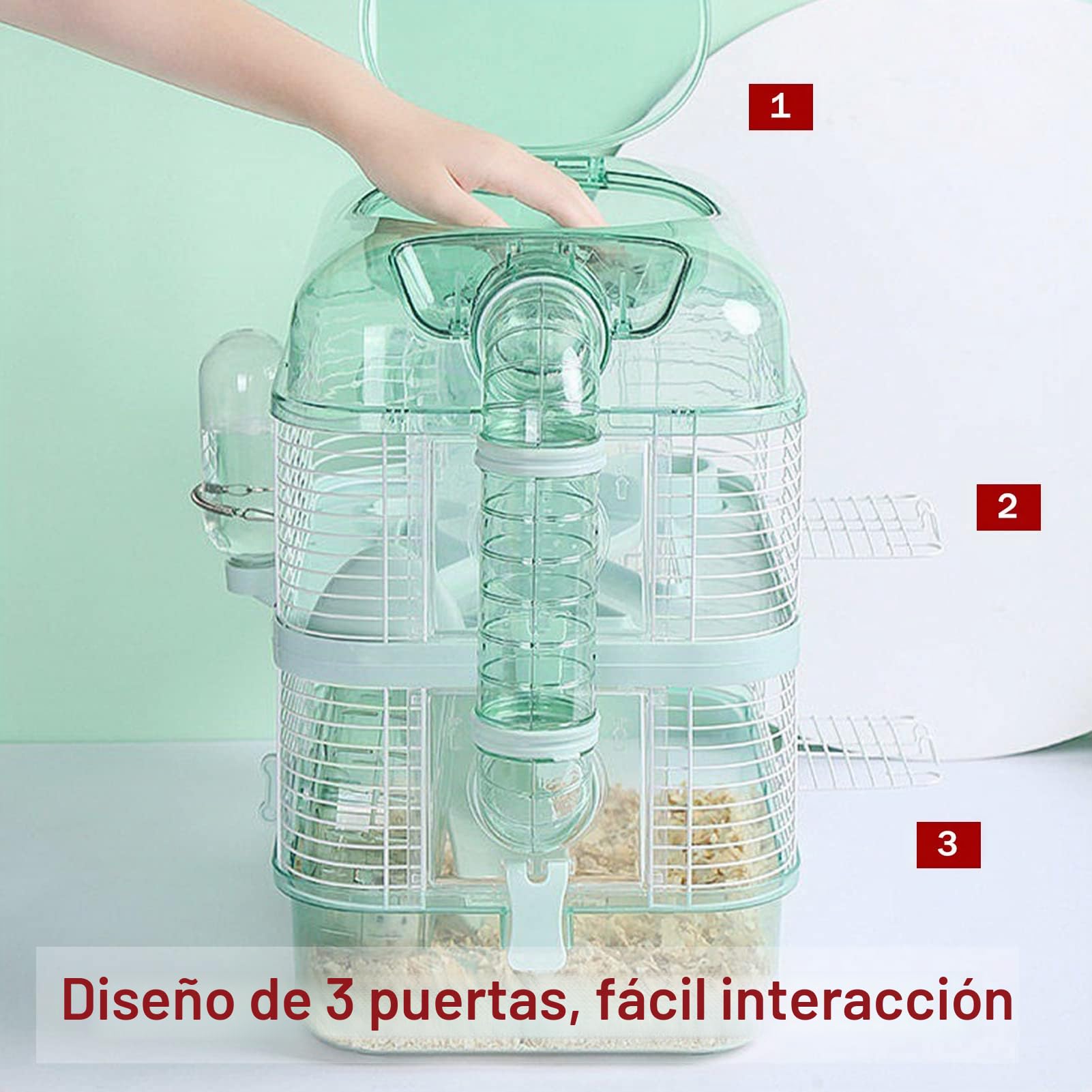 Jaula de hámster para hámster Sirio, Jaula de hámster Enano, Grande con 3 Niveles, Juguetes de hámster Transparente y Accesorios de hábitat, jaulas de hámste Enano Ruso, (40 x 25 x 40 cm)