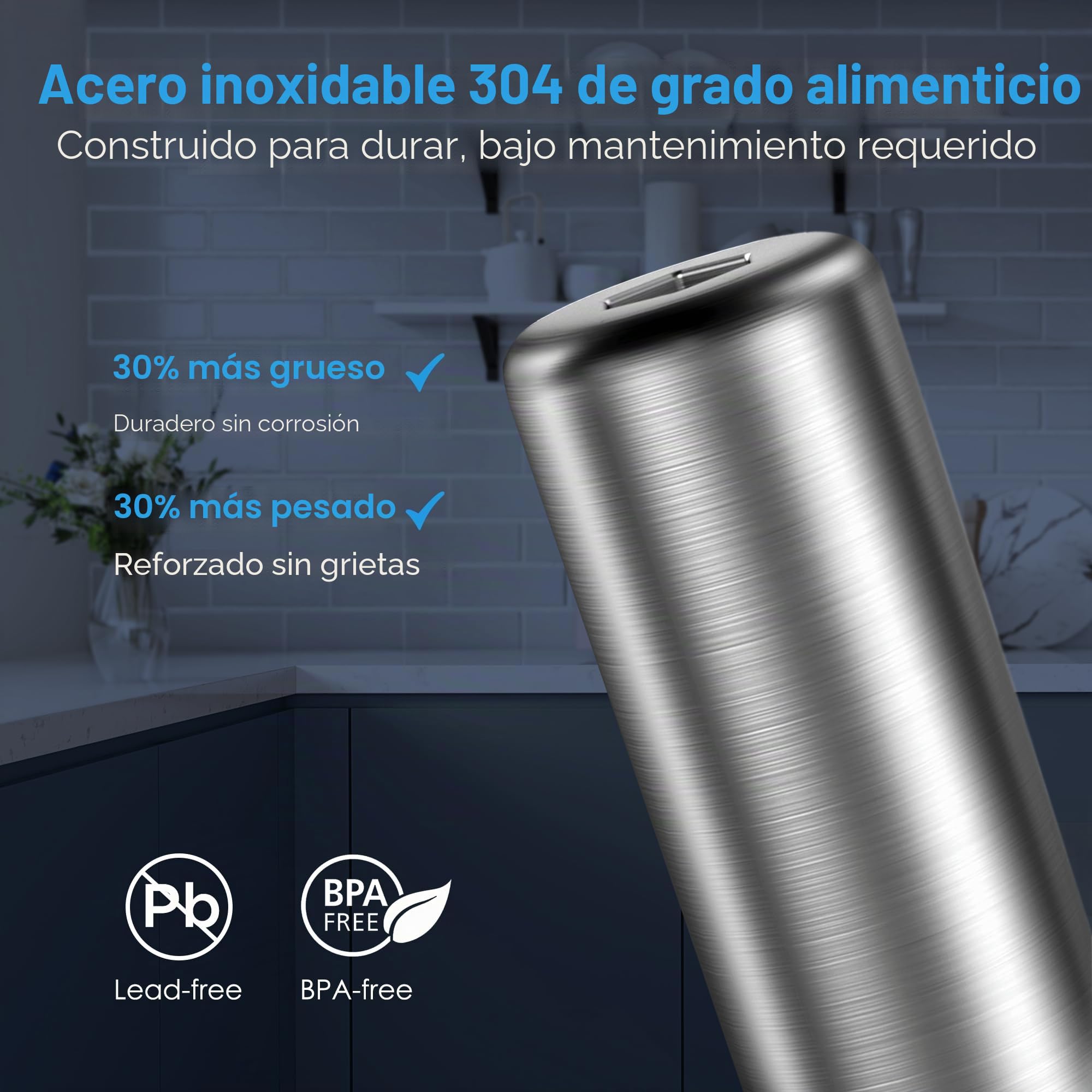 Waterdrop AS13 Sistema de Filtro de Agua para Debajo, 30.000 litros Purificador de Agua de Acero Inoxidable de 5+1 Grado, Certificado NSF/ANSI 42, Reduce Plomo, Cloro, Sabores y Olores