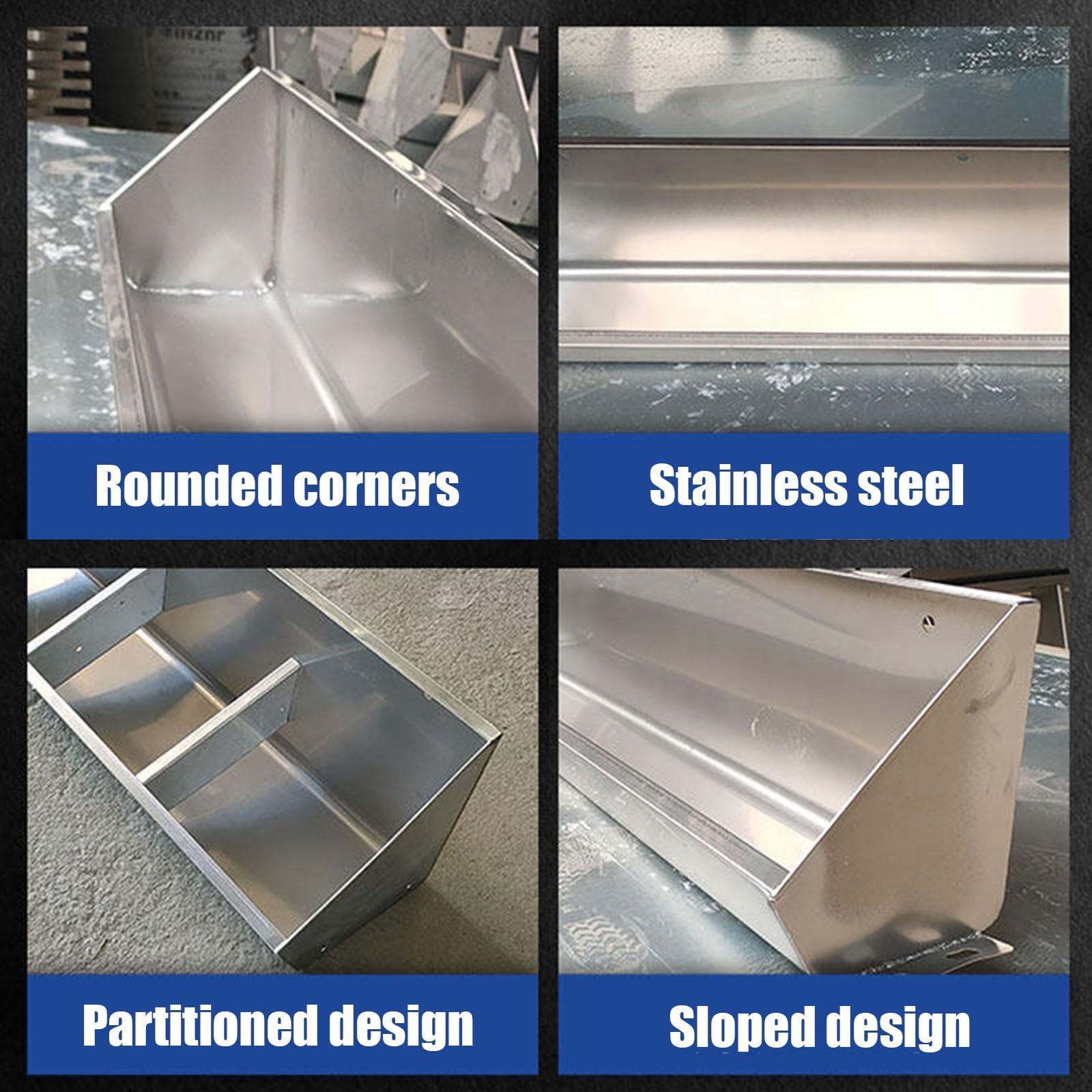 Comedero Para Ganado Vacuno Y Cerdos, Comedero Galvanizado Resistente Para Ganado, Diseño Colgante Con Abertura Inclinada Para Facilitar La Alimentación(100x21x25cm)
