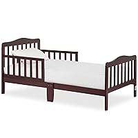Vista 9 de Dream On Me Cama para niños pequeños de diseño clásico en gris claro, cama de madera baja al piso con rieles de seguridad, certificada GREENGUARD