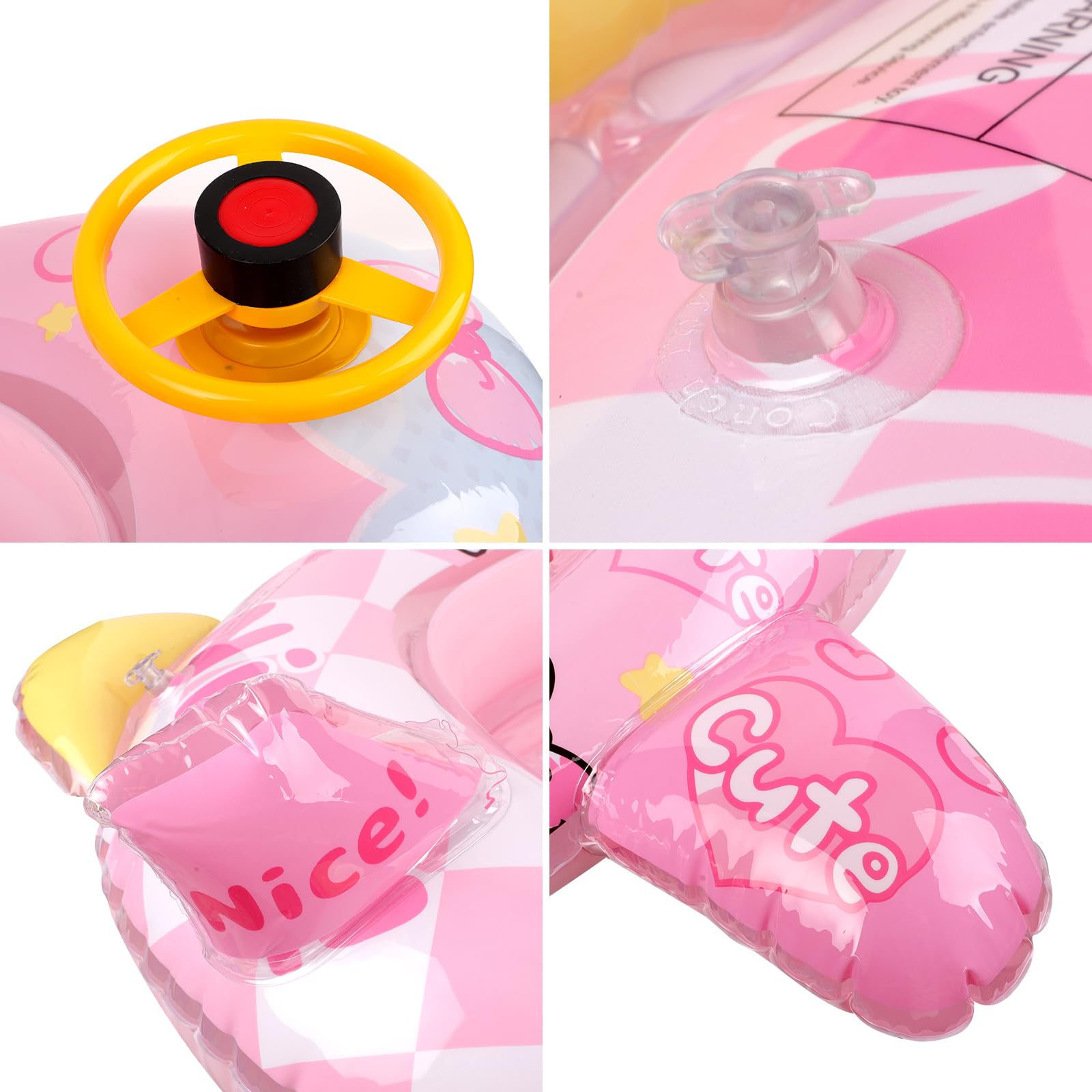 Round Cute Inflatable Float Baby Float Cute Car Shape Inflatable Pool Float For Kids 1-5 Years ...