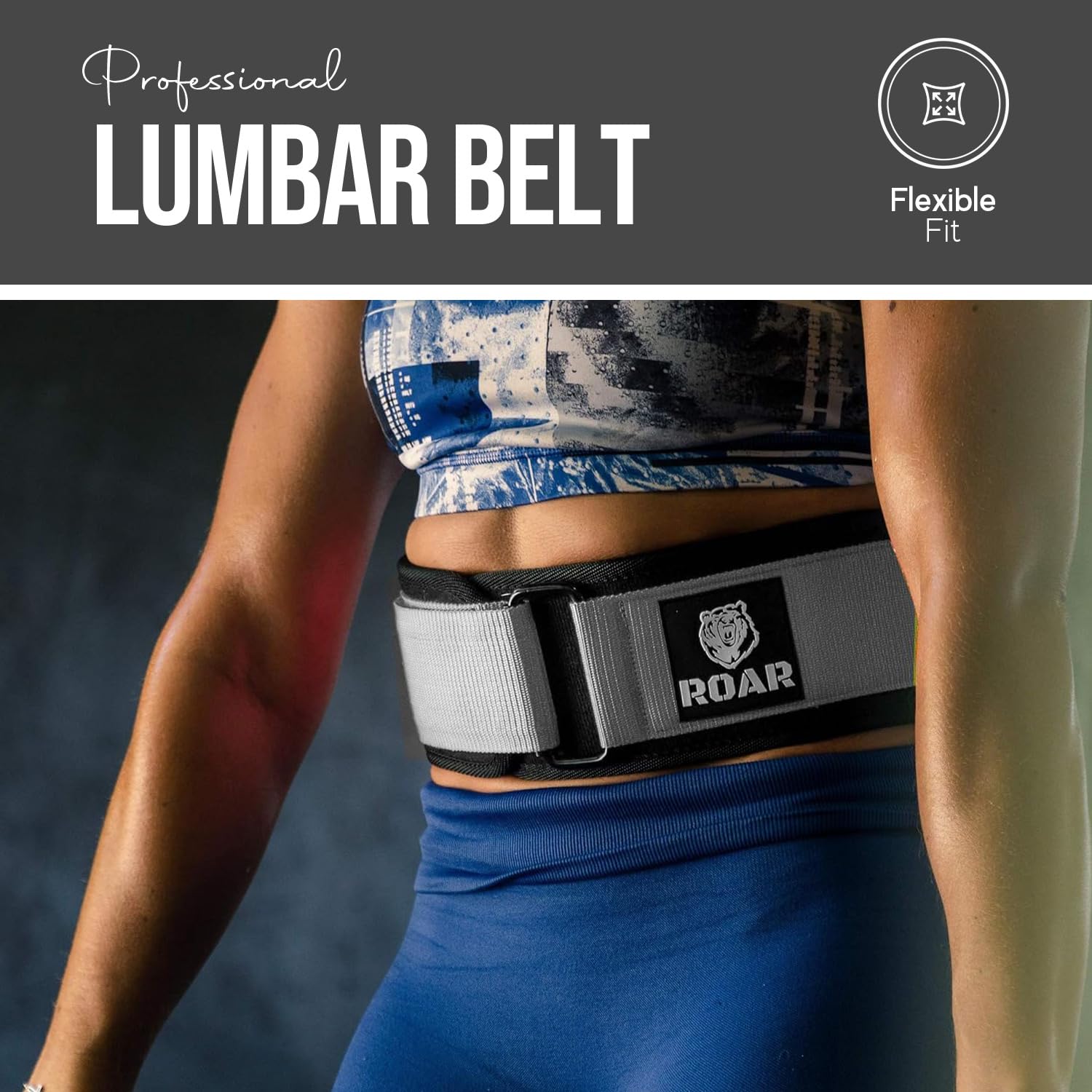 Roar® Pas lędźwiowy Gym, pas gimnastyczny dla mężczyzn i kobiet, pas do podnoszenia ciężarów, trójbój siłowy, podnoszenie ciężarów, kulturystyka, pas gimnastyczny dla mężczyzn, pas balastowy