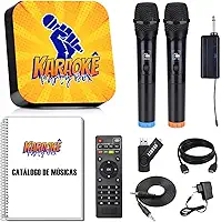 Karaoke Party Box Profissional +2 Microfones Sem Fio +de 2000 Músicas +Catalogo Encadernado (Com Pontuação) (Não Precisa de Internet) ORIGINAL