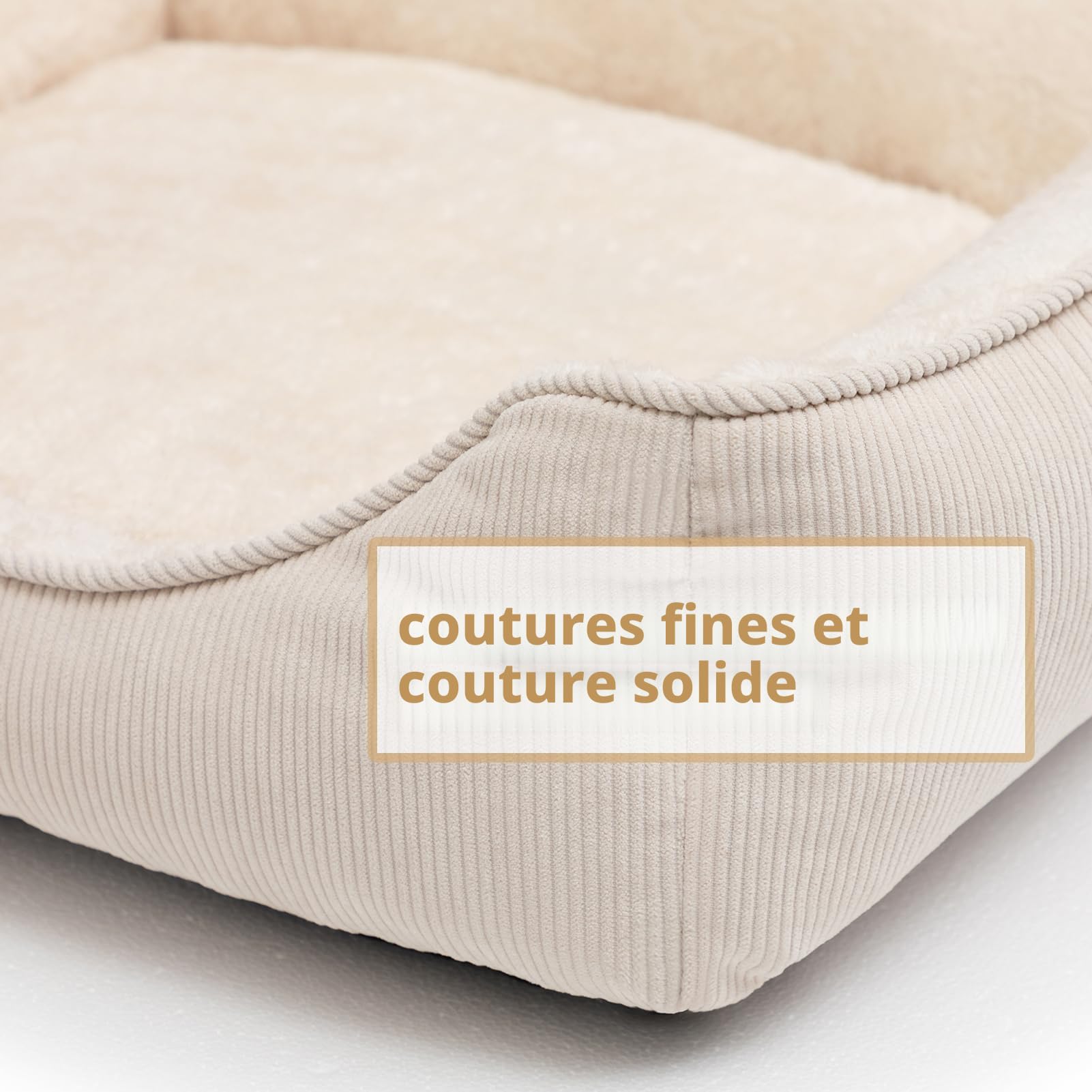 Hollypet Panier pour Chat Lit pour Chat et Chiot, Niche Maison pour Chat et Petit Chien, Lit Coussin Doux et Respirant pour Sommeil, Beige (50 * 45 * 15cm)