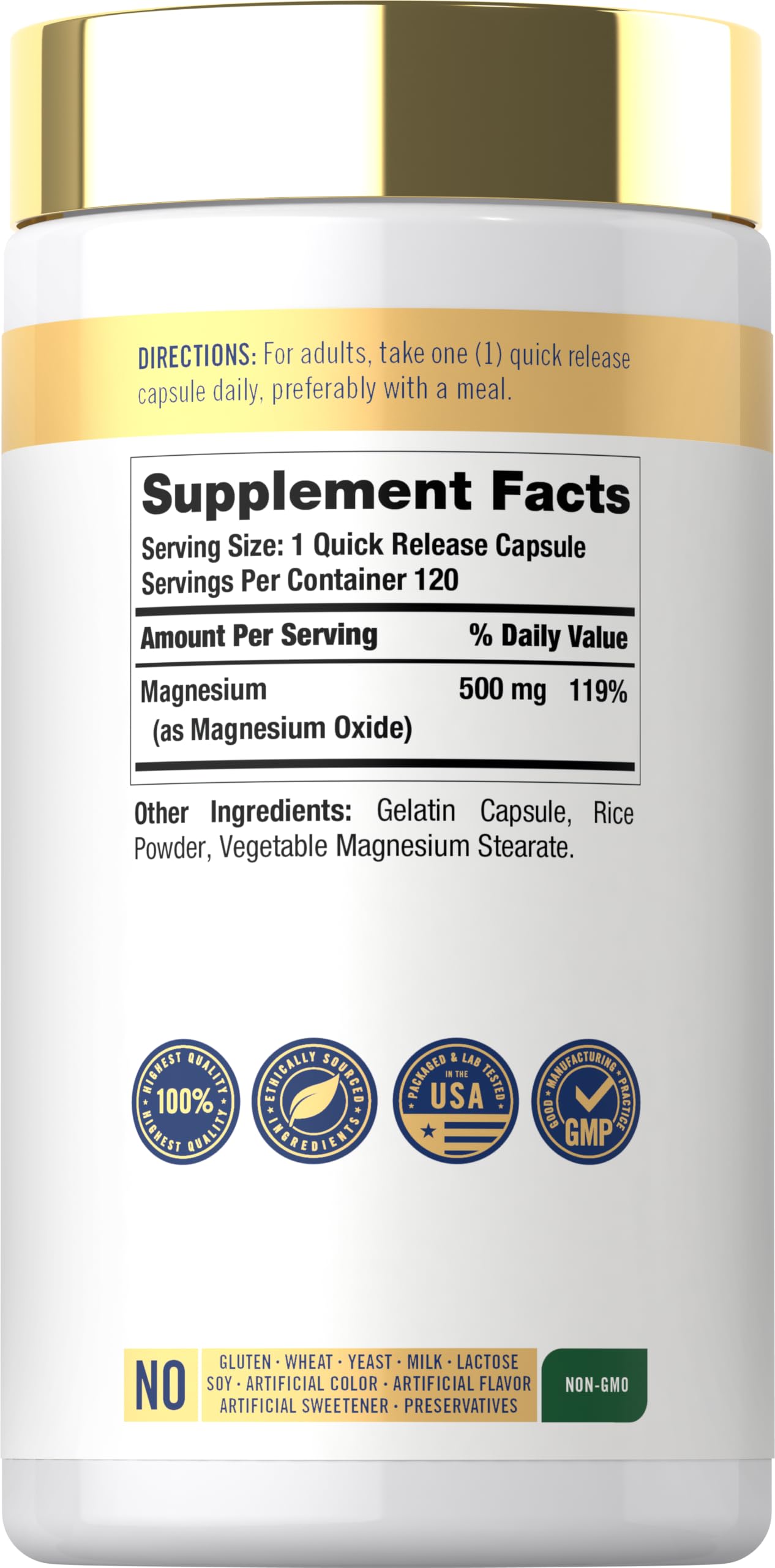 Carlyle Magnesium Oxide 500mg | 120 Capsules | Premium Quality — Amazon image 2