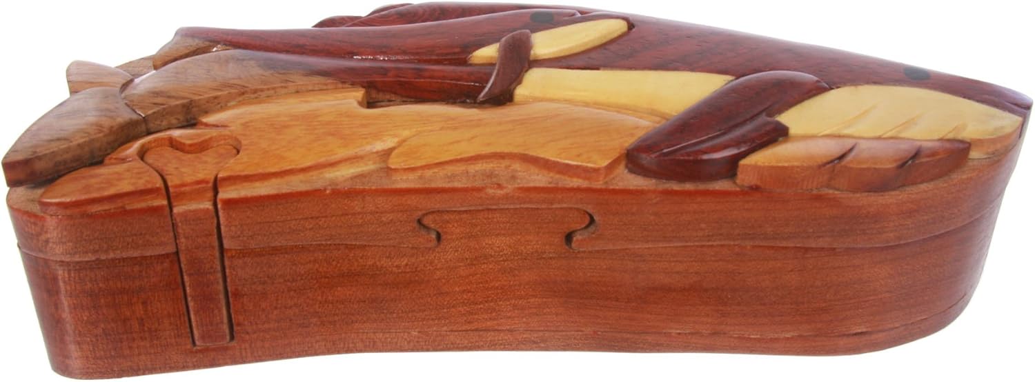Handcrafted Wooden Whale Shape Secret Jewelry Puzzle Box -Whale