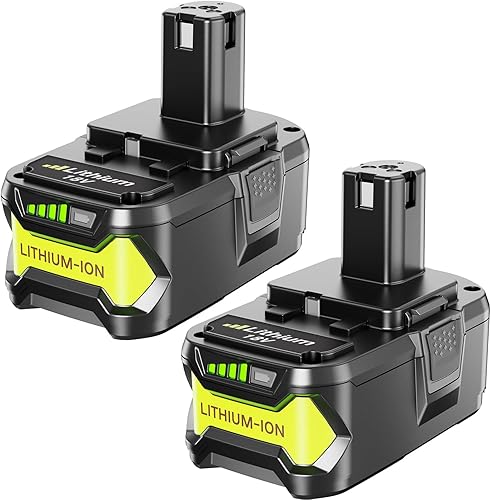 Paquete de 2 baterías de repuesto de litio de 18 V 5.0 Ah, compatible con herramientas eléctricas Ryobi 18v One+ y cargador P100 P102 P103 P104 P105