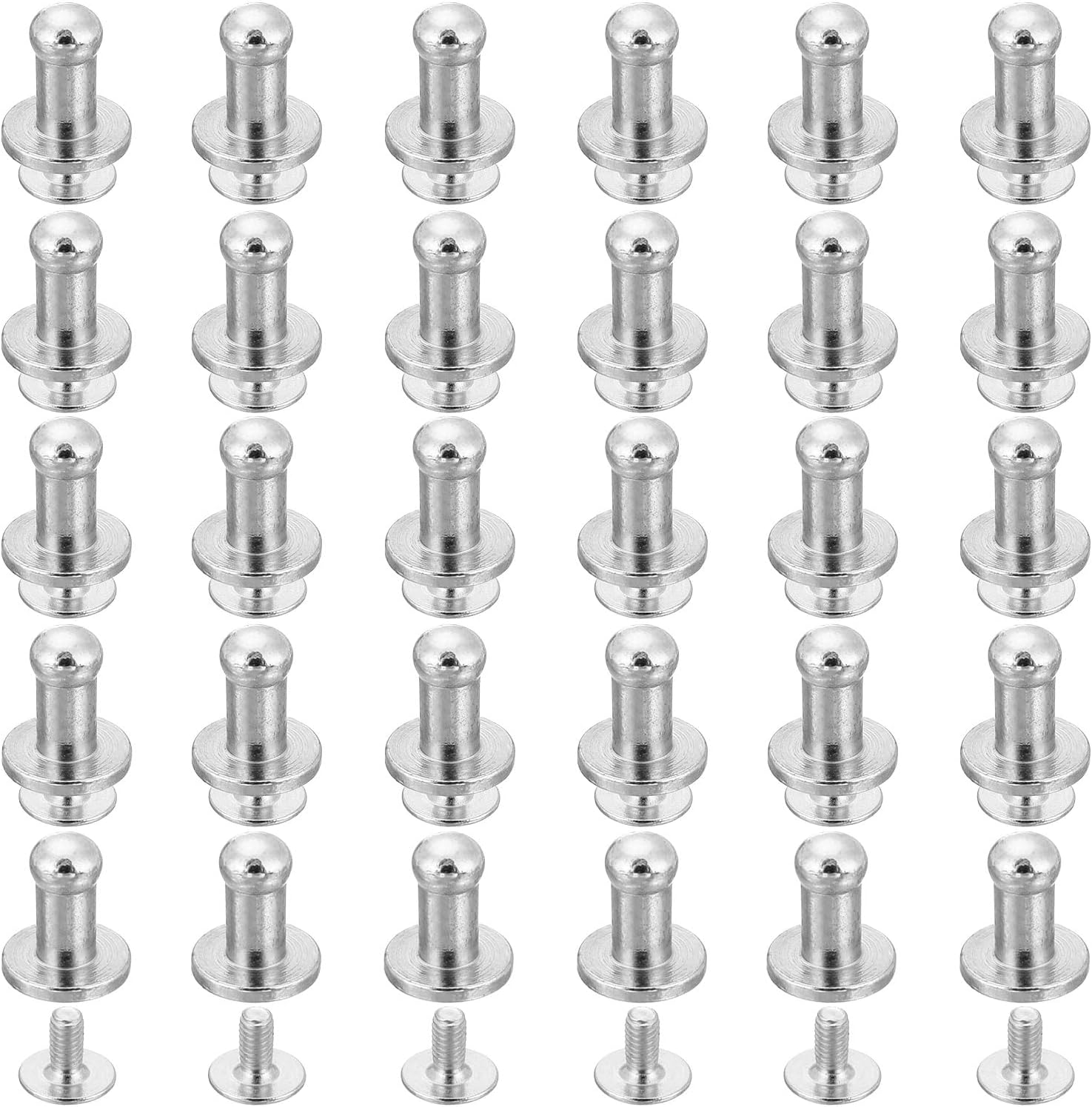 uxcell 60Pcs 4mm Chicago Screws Round Head Button Leathercraft Rivets for DIY Leather Crafting Decoration Handbag Shoes Belt Repair, Silver