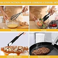 Vista 3 de Silicone Kitchen Cooking Utensils Set with Stainless Steel Handle, Spatula Set Utensil Set, Cooking Utensil Set,Kitchen Tools Gadgets for Nonstick