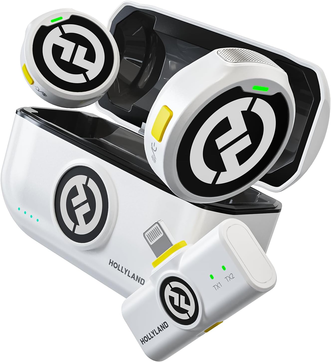 Hollyland Lark M2 Wireless Lavalier Microphone for iPhone 14/13/12, Lightning Mini Lapel Microphone Wireless, Hi-Fi Audio, 1000ft Range, Noise Cancellation, 30H Battery for Video Recording, Streaming