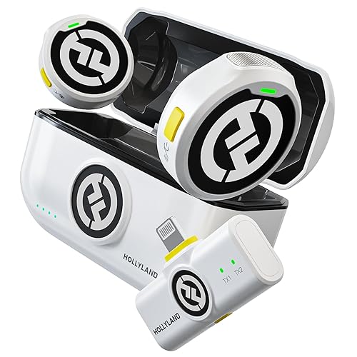 Hollyland Lark M2 Micrófono Inalambrico Solapa Compatible con iPhone, Certificado MFi, 300m, Hi-Fi Audio, Cancelación de Ruido, 30H, Microfono Inalámbrico para Podcast, Livestream, Vlog - Blanco - Lark M2 - Lightning(2TX+1RX) - Blanco