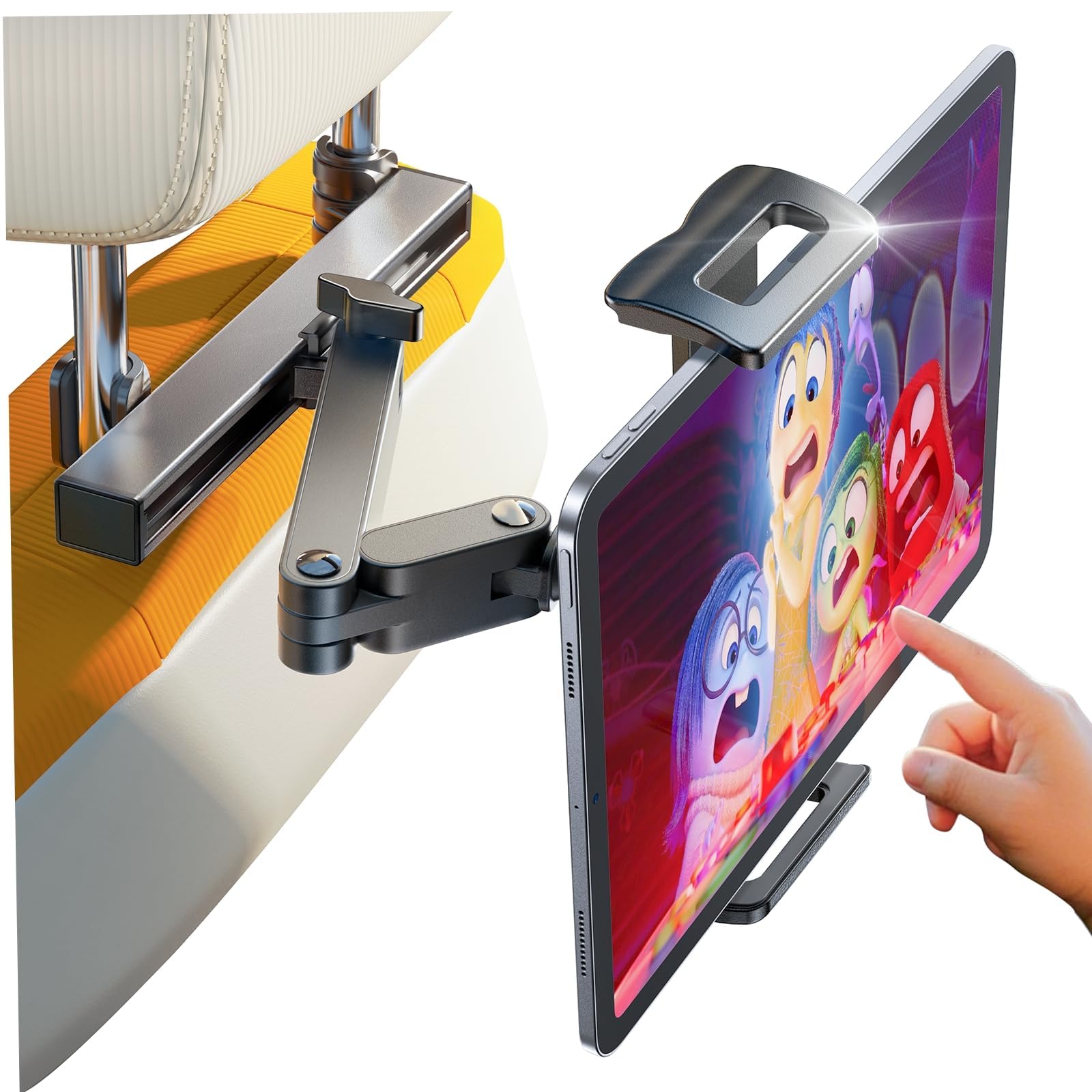 LISEN Car Headrest Tablet Holder Mount [95% Backseat Coverage] for iPad Car Holder Back Seat Kids, Road Trip Essentials Carro Accessories for iPad Pro Air 11th 10th Mini/Fire HD 10 /Kindle 4.7-11.9