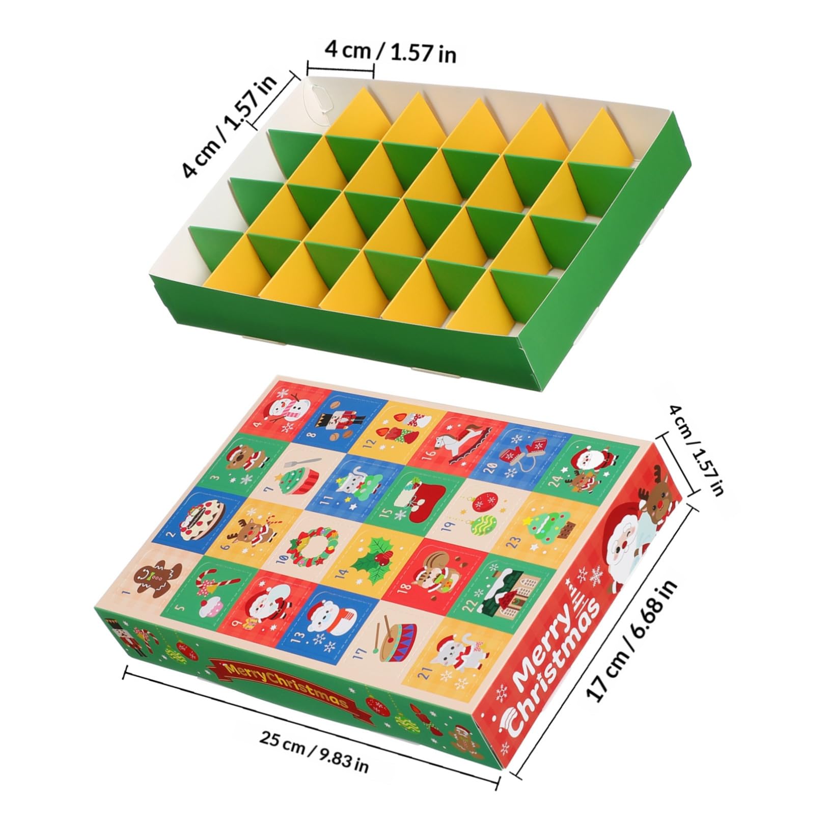 Beaupretty 5 Piezas Caja de Calendario de Adviento Vacía y Decorativa para Navidad, Caja de Papel Fácil de Llevar para Dulces para Fiestas y Celebraciones
