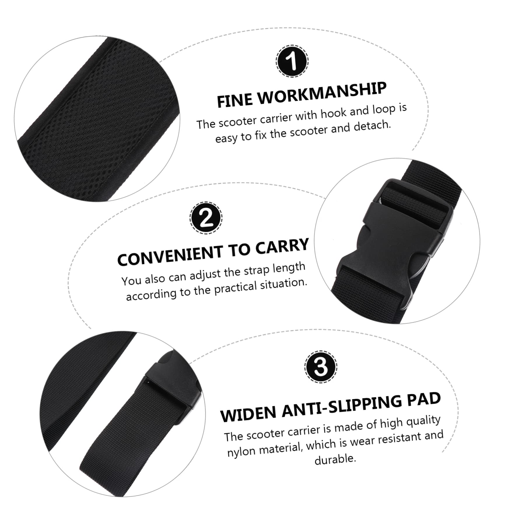 KICHOUSE Snowboard Adjustable Strap Scooter Shoulder Strap Carrying Supply for Skateboard Comfort Padding