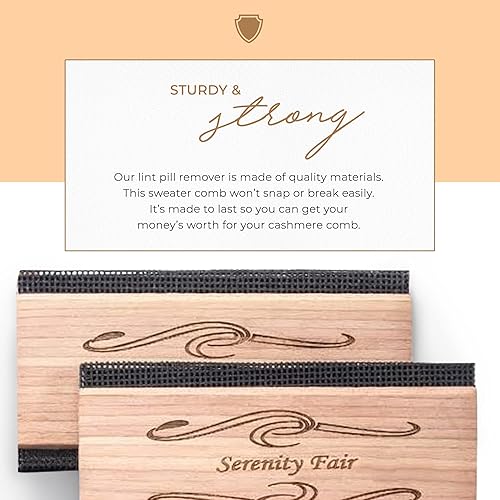 Miniatura 5 de Removedor de pelusa de madera para cachemirasuéter, peine y removedor de pelusa (paquete de 2)