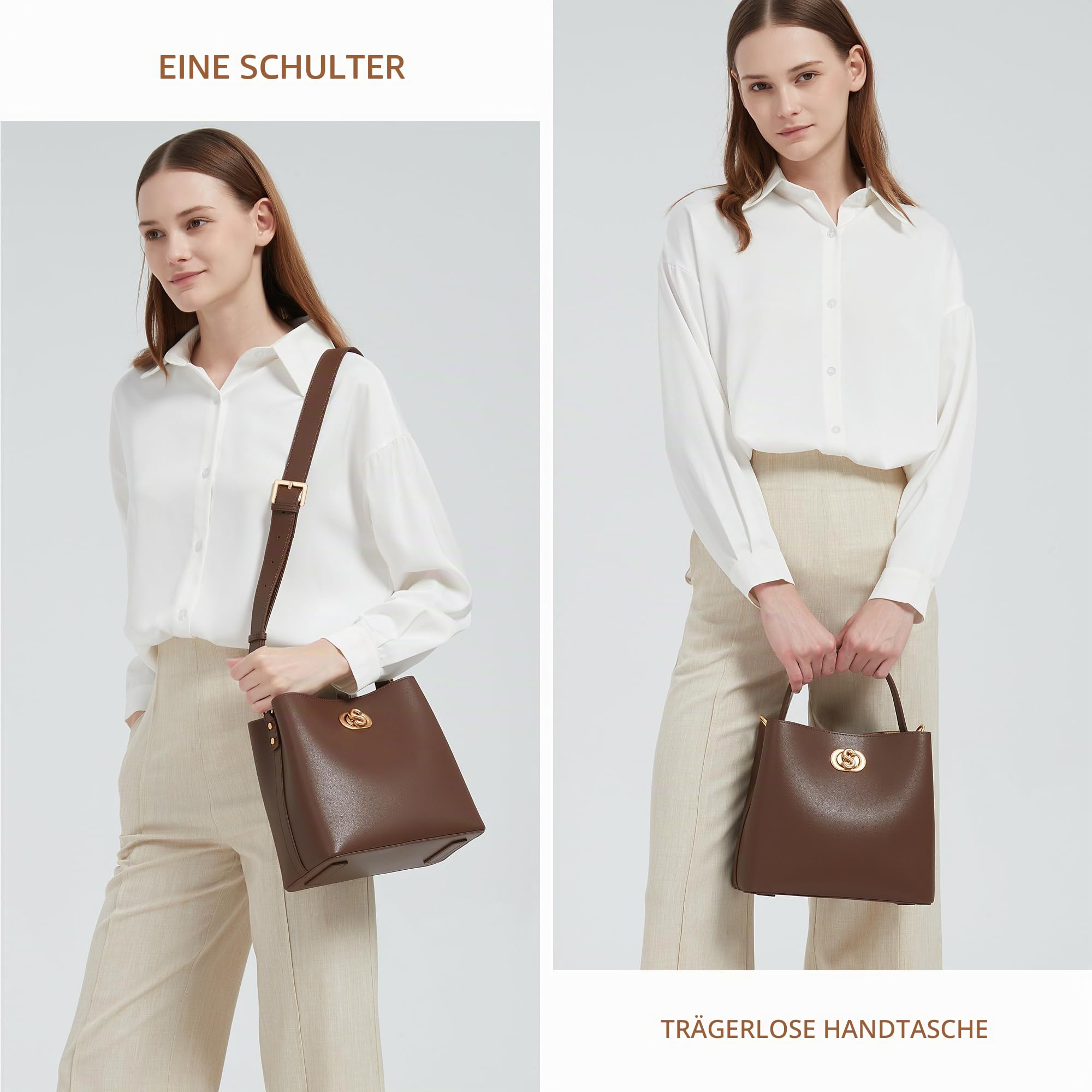 SADI Echtes Leder Handtasche Damen,Umhängetasche Damen, Modische Beuteltasche Handtasche mit Abnehmbares Riemen