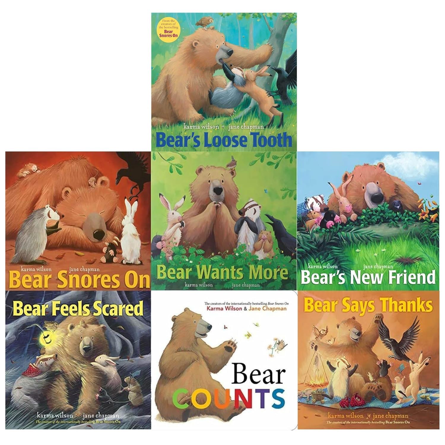 The Bear Books Series 7 Picture Books Collection Set (Bear Says Thanks, Bear’s New Friend, Bear Snores On, Bear Wants More, Bear Feels Scared, Bear
