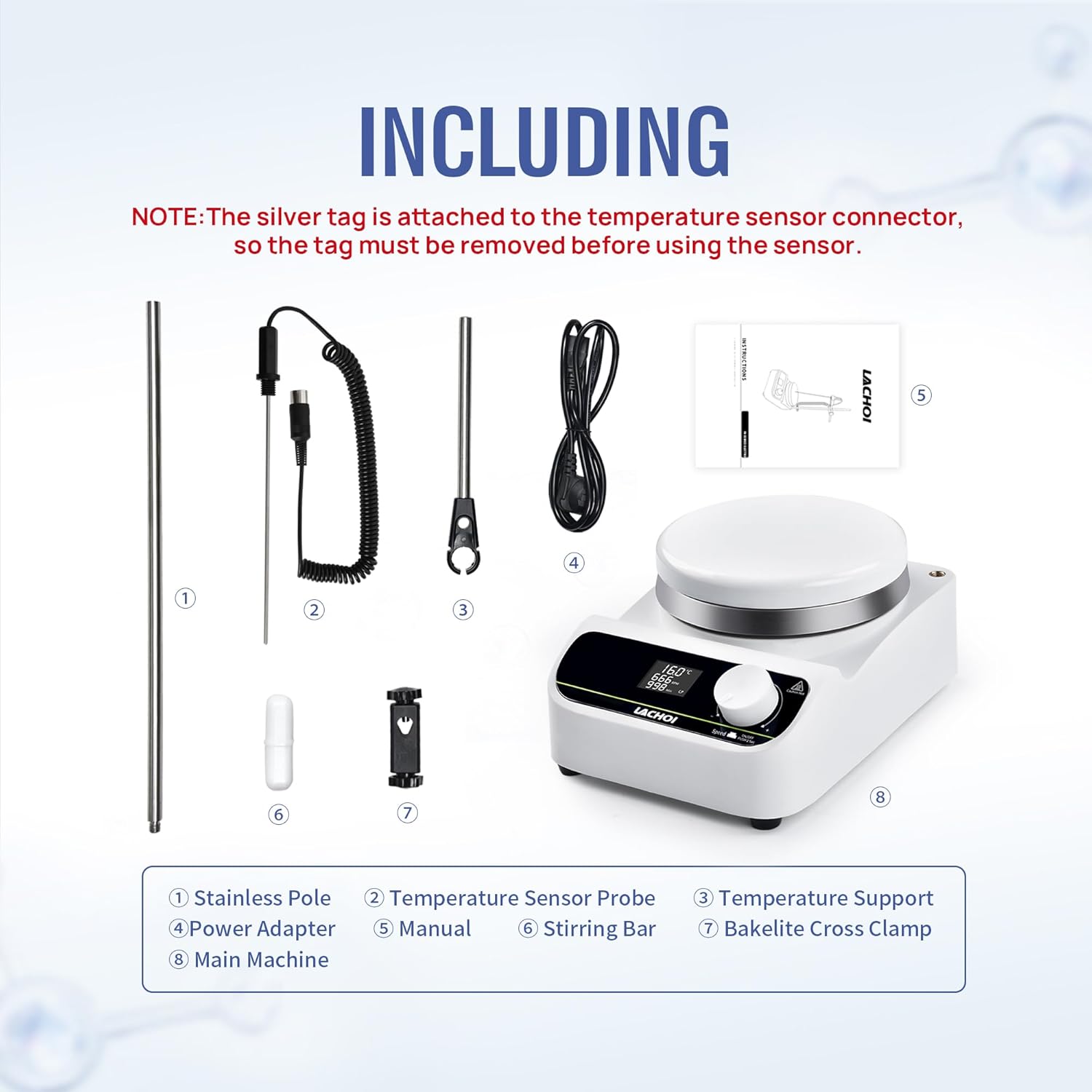 LCD Lab Hot Plate Magnetic Stirrer 1500RPM Max 280℃ 5.3" Hotplate Stirrer Max 5000ml Digital Magnetic Stir Plate Magnetic Mixer with Temp Probe Sensor