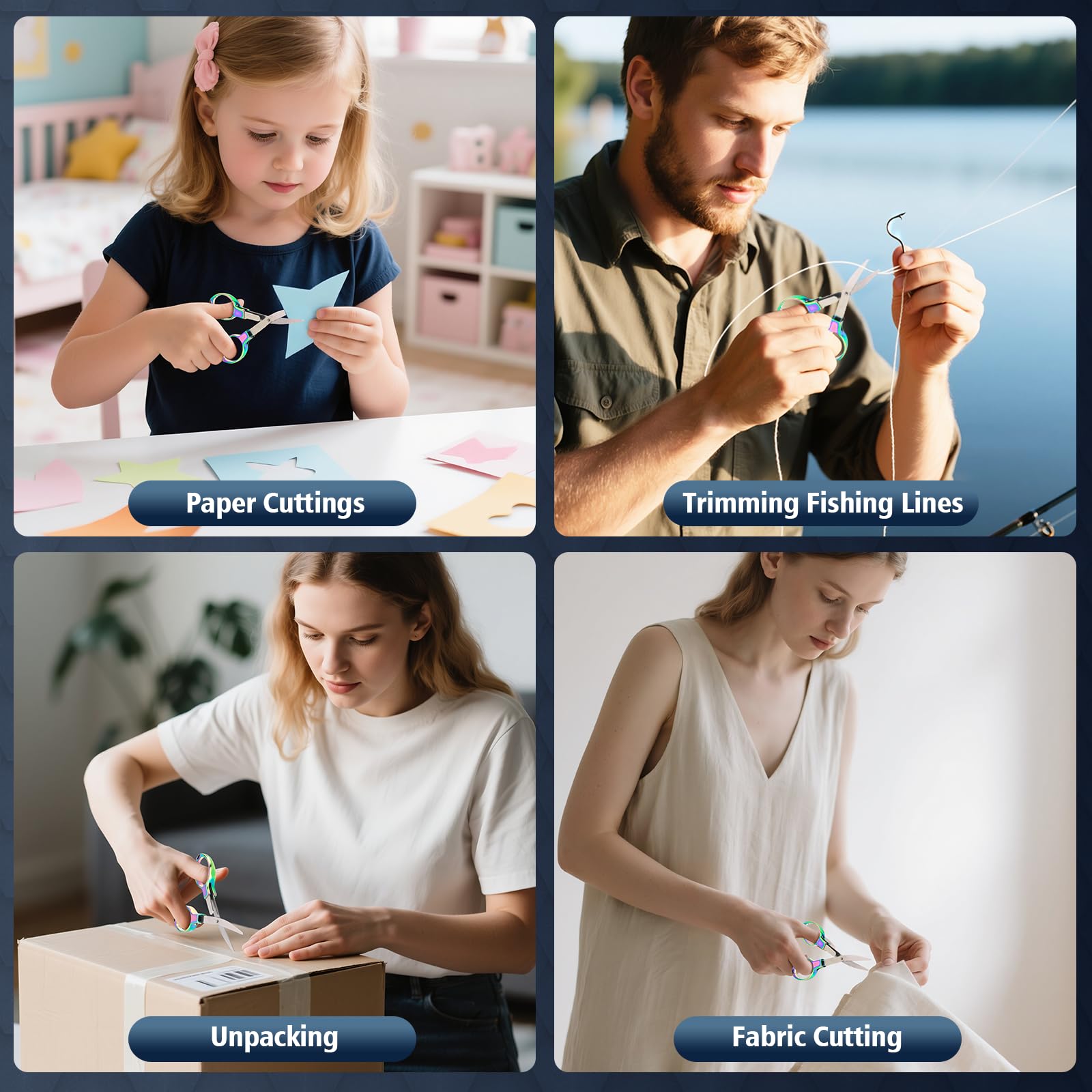 3-Pack Folding Scissors - Stainless Steel Portable Cutting Tools For Travel & Crafts