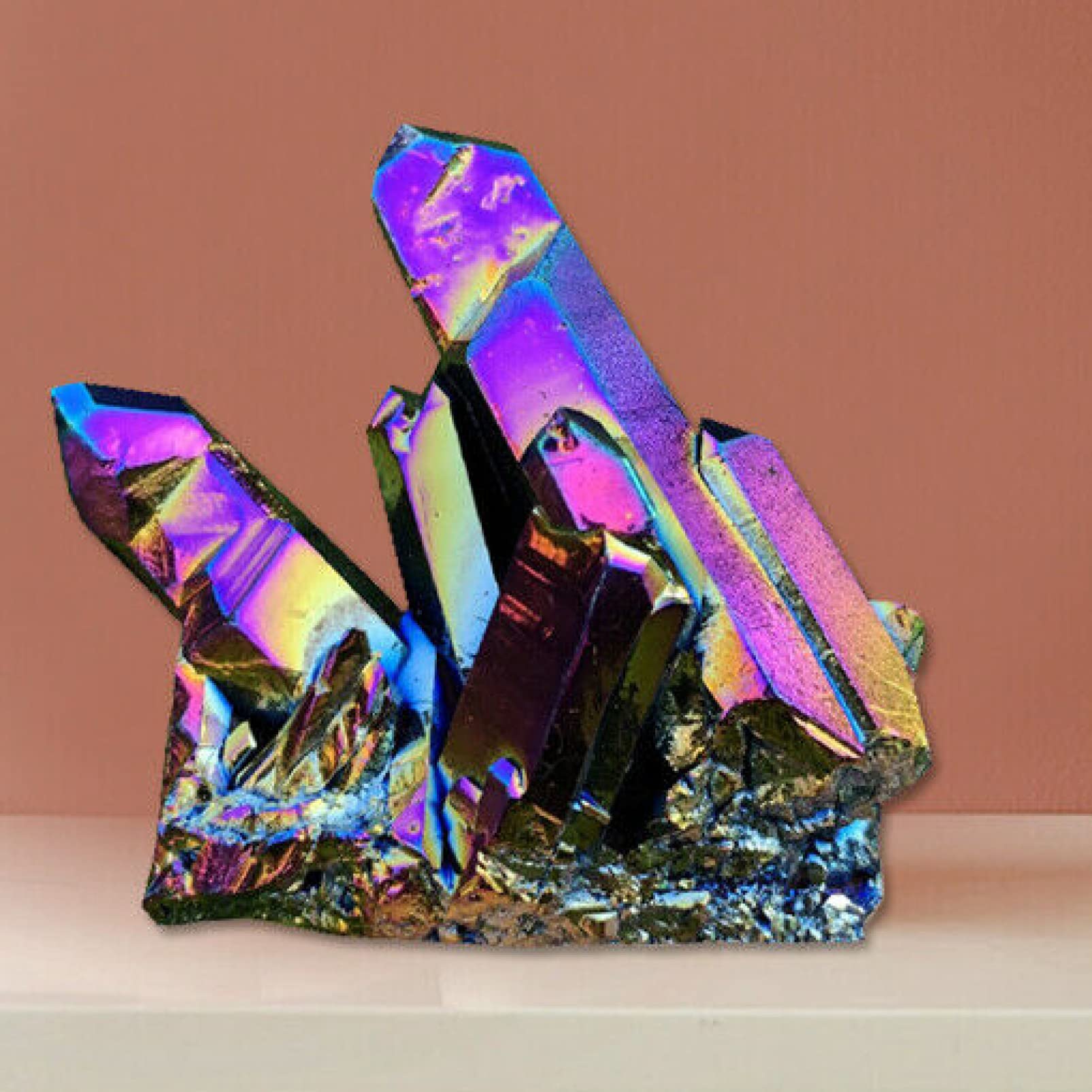 Titanium Cluster Mineral Healing Stone Natural Crystal Rainbow Quartz Z4G6 - Foto 5