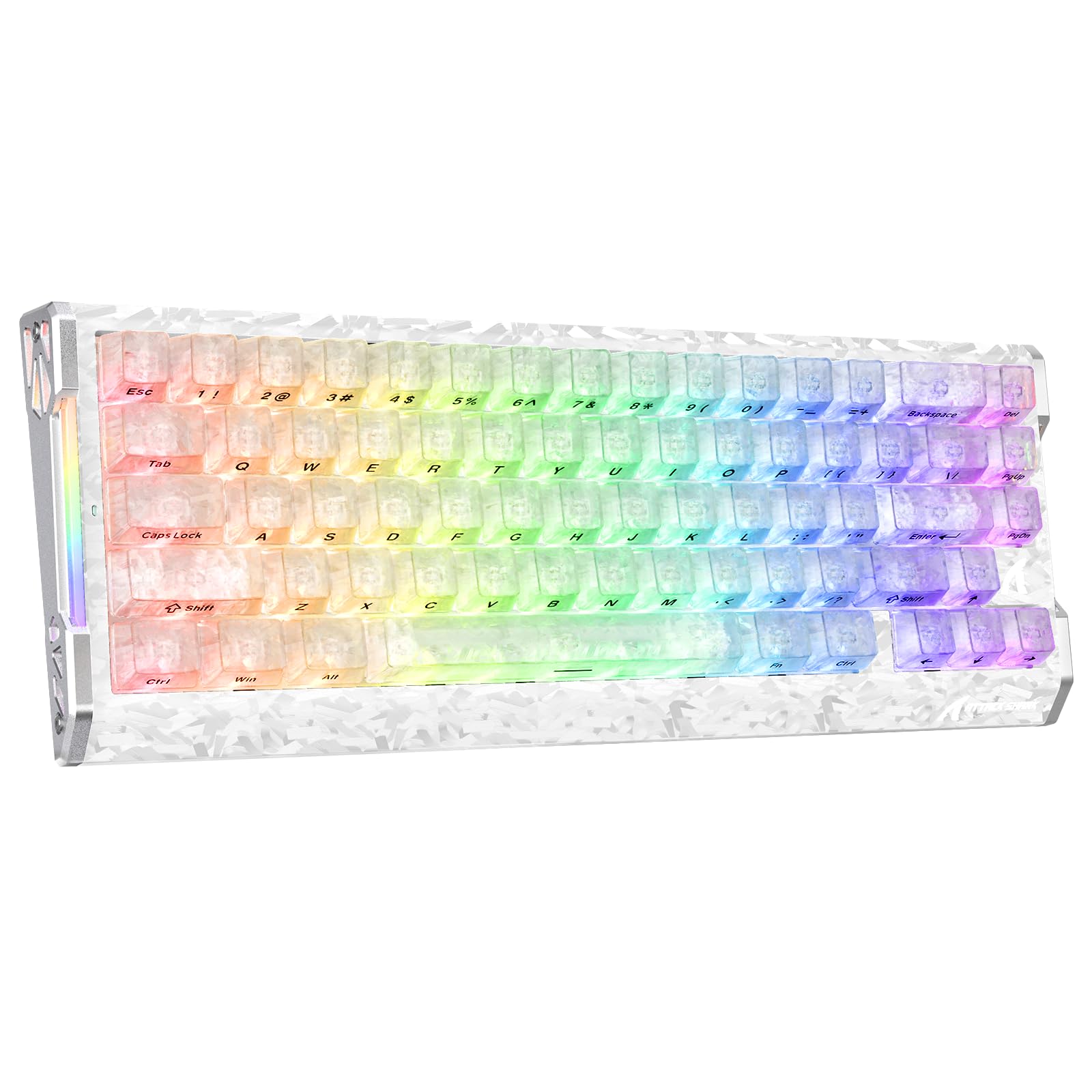 ATTACK SHARK R68 HE Klawiatura Magnetyczna 8000Hz, Rapid Trigger 0,005 mm, Kute Włókno Węglowe i Aluminium CNC, Snap Tap, Efekt Halla, 60% RGB Przewodowa, US QWERTY, Biały lód