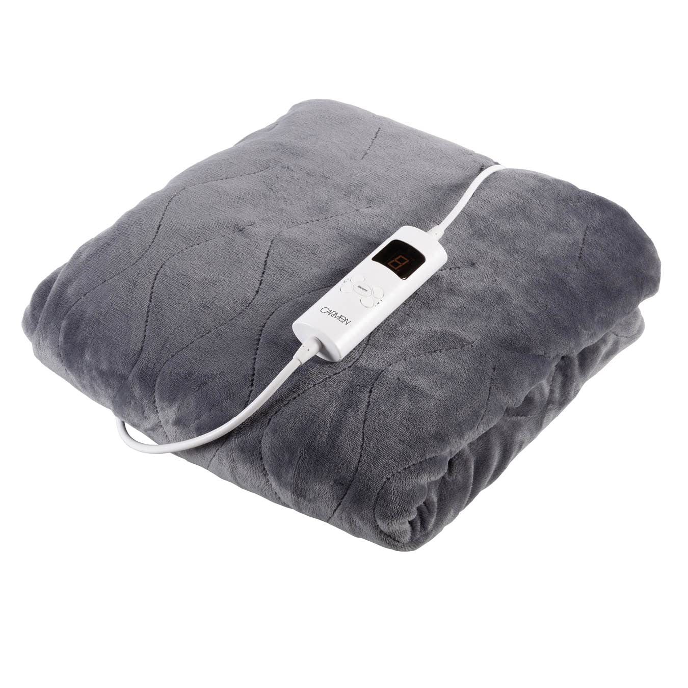 Carmen Fleece Electric Over Blanket 160x130cm Grey New